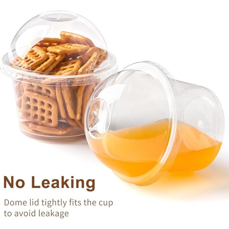 100 Pack 9 OZ Clear Plastic Cups with Dome Lids,