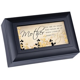 Cottage Garden Mother an Angel Who Holds Me Up Matte Black Petite Jewelry Music Box Plays Wonderful World