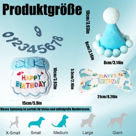 KRYMXAR Dog Birthday Set, 4-Piece Dog Birthday Gift with Toy and Decoration, Blue Outfit for Birthday Parties and Photos, Ideal for Dog Birthday Party