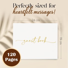 Plantvibes Wedding Guest Book - 120 Thick Pages that Prevent Ink from Bleeding Through, Modern Style with Golden Title - Ideal for Weddings, Anniversaries, Birthdays