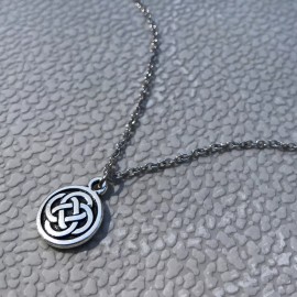 Loralyn Designs Small Pewter Celtic Knot Charm Pendant Necklace 24 Inch Stainless Steel Chain