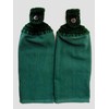 HUNTER GREEN - HANDMADE CROCHET TOP KITCHEN TOWELS - SET