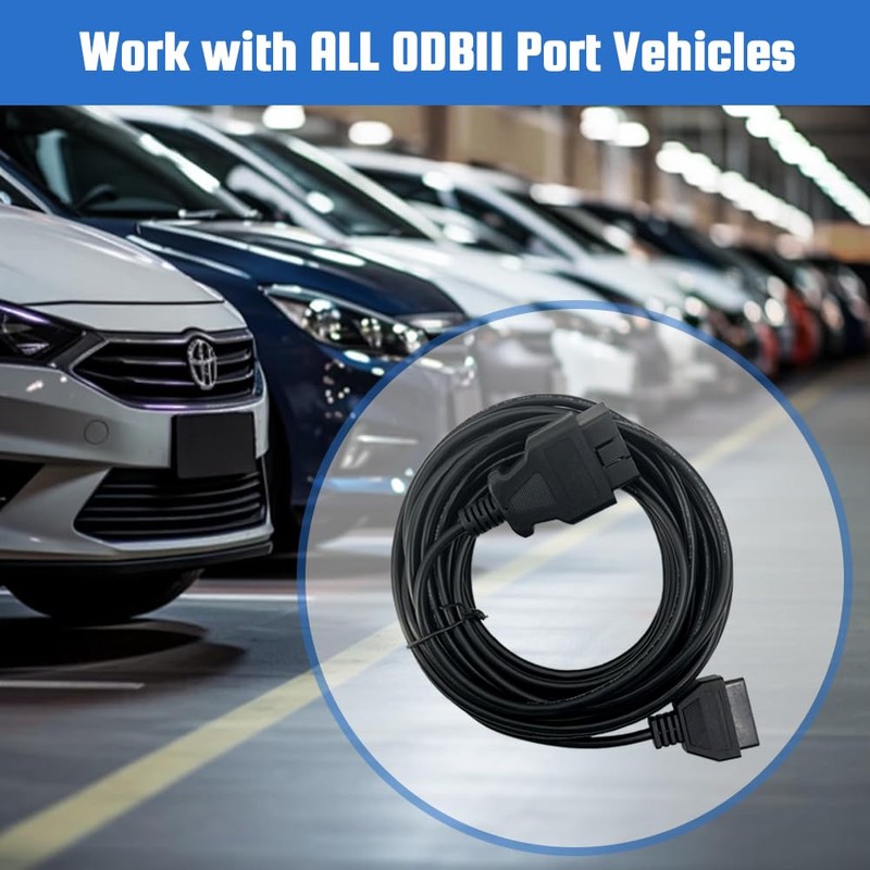 OBD2 Extension Cable 49.21FT Male to Female Diagnostic Extender Adapter