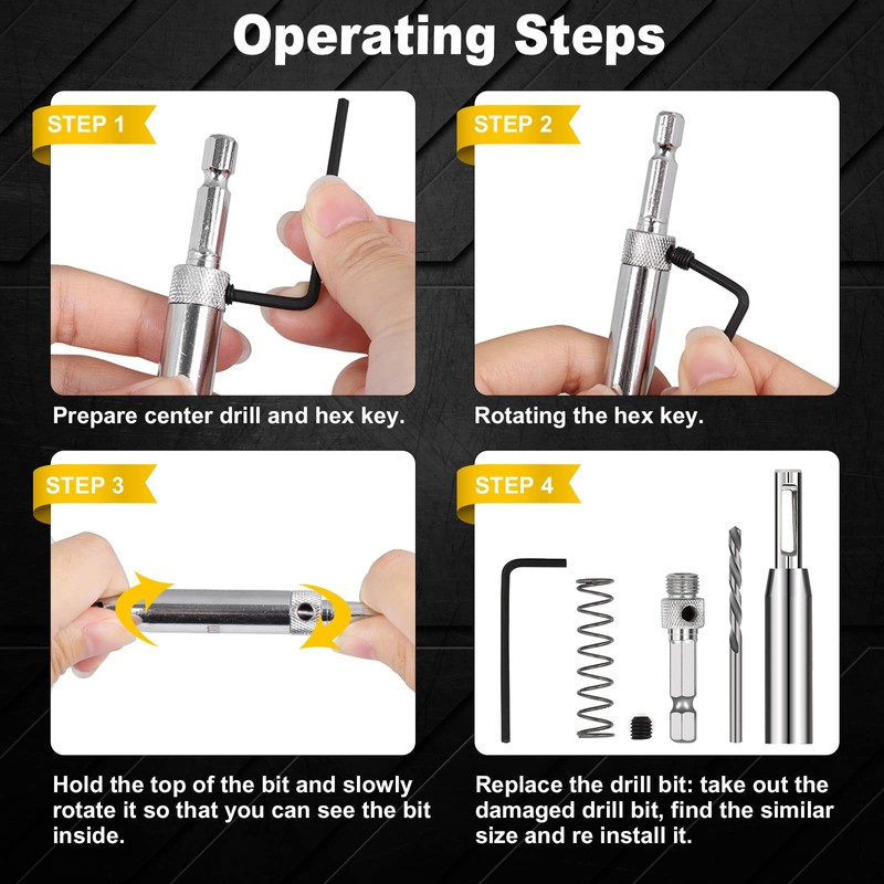 COMOWARE 17pcs VIX Bits Self Centering Drill Bit Set, 1/4"