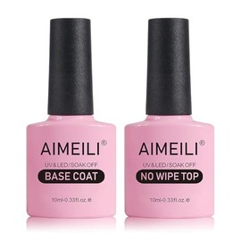 AIMEILI Esmalte De Uñas Soak Off UV LED Uñas De Gel - Base y Capa Superior Kit Set 10ml