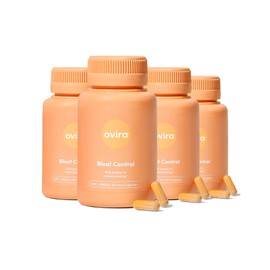 Ovira Bloat Control Supplement with JUNICLEAR - 60 Capsules for Gas and Bloating Relief | Effective Debloating for Women and Men | Helps Water Retention & Promotes Digestive Health - Pack of 4