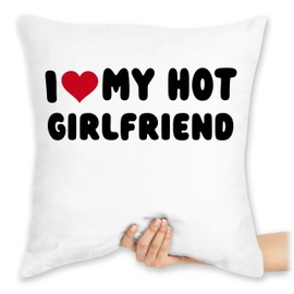 Kissen 40x40 Zierkissen - I love my hot girlfriend I PärchI love my hot girlfriend I Pärchen Geschenk für ihn Paar Geschenke Valentinstag Pärchen Geschenke Weihnachten Paar Geschenk für ihn - 40