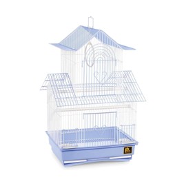 HomeStock Rustic Retreat Bird Cage with Natural Wood Accents, Durable Metal Construction, Spacious Interior, and Comfortable Features for Birds' Light Blue
