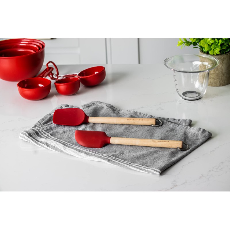 KitchenAid 2pc Mini Birchwood Spatulas Set - Empire Red