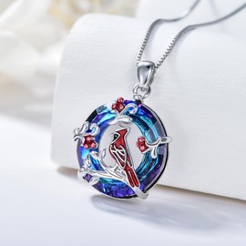 YYmqmq Cardinal Necklace for Women 925 Sterling Silver Crystal Cardinal Pendant Necklace Cardinal Jewelry Gift for Mom Cardinal Lover