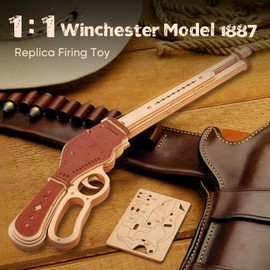 Wooden 3D Puzzles for Adults - Cool Rubber Band Gun Gifts for Men, Winchester Model 1887 - Wooden Model Kits for Adults to Build - 3D Puzzles Building Kits for Adults - Wood Toy Guns Craft Hobbies