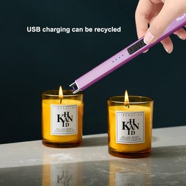 MeeToo Electric Candle Lighter Rechargeable Lighter Type-C Plasma Arc Lighters for Candle Camping Kitchen (Purple)
