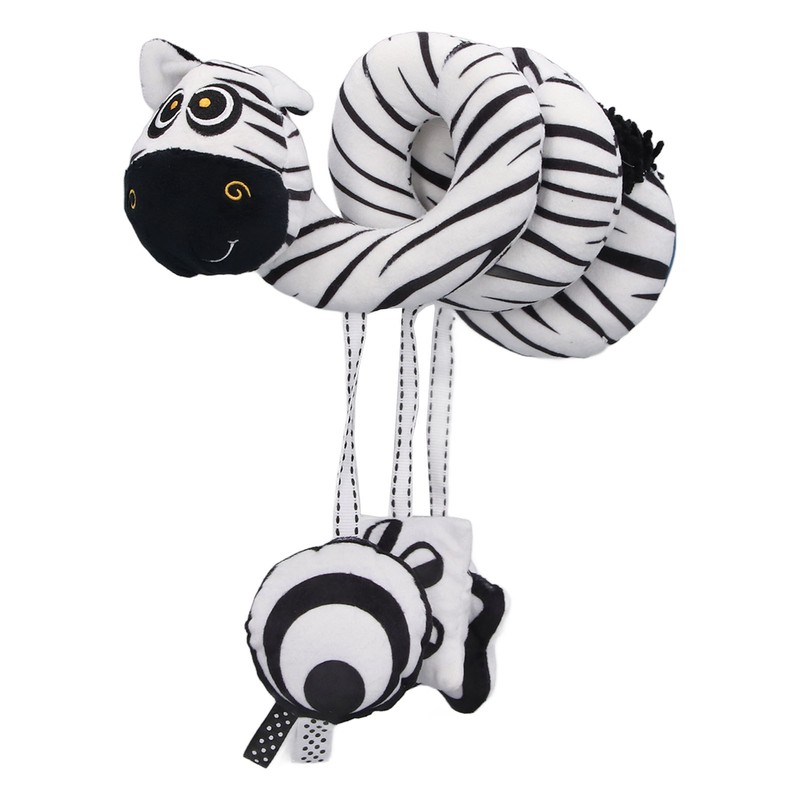 Baby Plush Animal Stroller Toys Black and White Spiral Activity
