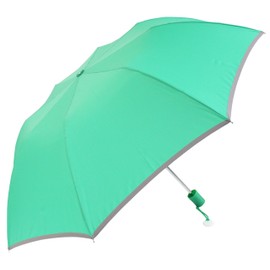 安全 反射テープ付 指をはさまない 開閉らくらく 無地 軽量 子供用 折りたたみ傘 ５３ｃｍ (グリーン)