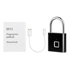 Smart Fingerprint Padlock Rechargeable Keyless 10 Fingerprints Morse Code Emergency Unlocking Easy Operation IP56 Waterproof Anti-theft Security Padlock Door Luggage Backpack Lock