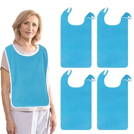 12 Pack Adult Bibs for Eating with Crumb Catcher Terry Cloth Clothing Protector for Elderly Women Men