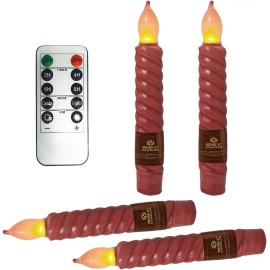 6.5 Inch Yellow LED Flickering Flameless Pillar Taper Candles Remote Control Timer Set Battery Operated for Weddings Partiescolor: Red, size: Medium (6"-8")