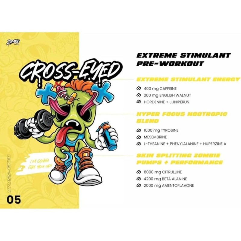 Zombie Labs Cross-Eyed Extreme Stimulant Pre Workout 10 Serves Watermelon