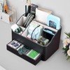 KINGFOM Leather Makeup Organizer with Drawer, Cosmetic Storage for Dresser
