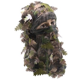 Ghillie Camouflage Leafy Hat Hunting Face Mask 3D Full Cover Camo Headwear Ultra-Light Breathable Camo Hat Turkey Hunting Gear Accessories