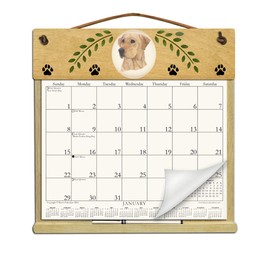 Wooden Refillable Yellow Lab Calendar Holder Filled with a 2026 Calendar and Includes an Order Form Page for 2027-YELLOW LAB