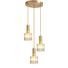Brikey Modern Mini Crystal Pendant Light for Kitchen Island Dining Room Bedroom,Gold Base Crystal Ceiling Lamp Hanging Light (3-Light)