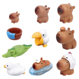 Tinoaly 10stk Mini-Capybaras, Miniatur-Capybara-Figuren aus Hochwertigem Kunstharz Kleine Partygeschenke und Perfekte Dekorationen für Zuhause Geburtstagskuchenaufsatz Puppenhaus Miniaturlandschaft