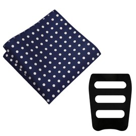 LHXzizizi Polka Dot Handkerchiefs for Men, Mens Handkerchiefs Pocket Square with Holder for Wedding Party Banquet Formal Prom (Navy Blue)
