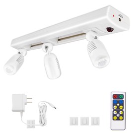 LUXSWAY LED Track Light Plug in Spotlight with Remote and 3 Adjustable Light Heads, Dimmable Under Cabinet Track Lighting for Indoor Artwork, Picture, Closet, Cabinet