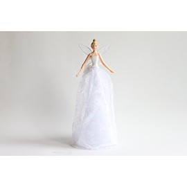 weiß Engel Weihnachtsbaum Topper mit gemustert Rock (28cm)