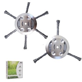 Lmuwecno 2PCS 6Inch Steel Wire Grass Trimmer Head, 2025 New String Trimmer Replacement Head, Fits Electric Weed Trimmer with 5.5mm(0.2inch) Bore Size, 6Inch Wired Trimmer Blade for Lawn Mower Tray