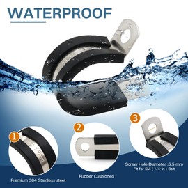 ZIPCCI Abrazadera de cable de 1 pulgada, paquete de 15 abrazaderas de alambre de acero inoxidable, abrazaderas de manguera de metal de goma para clips de línea de alambre, tubo, soporte de manguera,