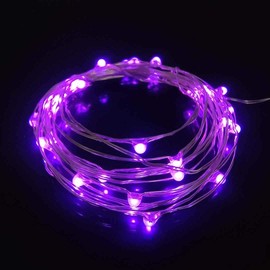 4 Pack Battery Operated Dewdrop Led Lights,Indoor Mini Fairy Lights With Timer Function,For Wedding Home Parties Christmas Holiday Decoration,6 Hours on/18 Hours Off ,30 Count LEDs,10 Feet(Purple)
