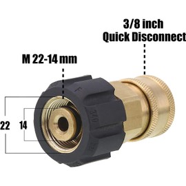 Tool Daily Quick Connect Socket for Pressure Washer Gun and Hose, 3/8 Inch Socket to M22 14mm Metric, 5000 PSI