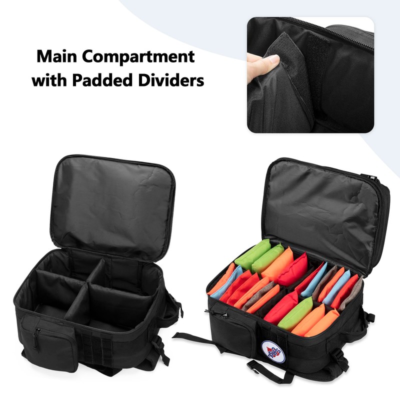 DSLEAF Cornhole Backpack, Cornhole Bag Holds 16-24 Cornhole Bags with