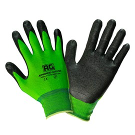 ADVANCED GLOVES – NiTex P-12 Nylon Nitrile Gloves, Breathable Nitrile Foam Coated Utility Gloves for Insulated Grip, Green, 3-Pair, Medium