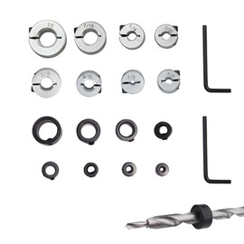 Zasvec Depth Limiter Adjusting Ring 16 Pieces Drill Depth Stop Set Depth Stop for Drill Depth Stop Rings with Hex Key Drill Limiter Ring 3-16 mm Depth Limiter Drill Positioner