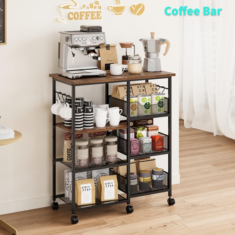 HapiRm Rolling Kitchen Carts with Storage - Microwave Table Stand