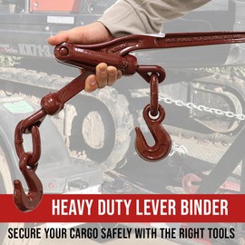 Boxer Heavy Duty Chain Lever Load Binder with Forged Grab Hooks, 5/16” – 3/8” - Chain Binder Tie Down - 19,800 LBS Breaking Strength