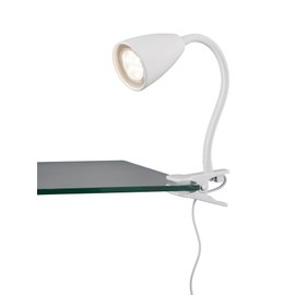 lightling Sandra Clamp Light Flexible Arm Adjustable with Cord Switch IP20 Indoor Excludes 1 x GU10 Max. 10 W Diameter 7 cm Height 20 cm Metal Matt White