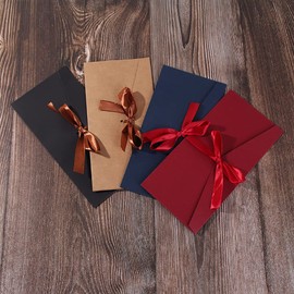 HugeDE 20 Pcs Ribbon Bowknot Envelopes Retro Craft Envelopes Large Vintage Envelopes Weddings Invitations Envelopes Baby Shower Envelopes for Greeting Cards Brown