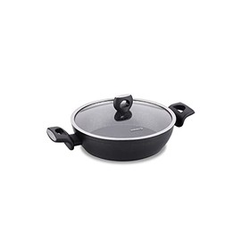 Korkmaz Nora Granite Low Casserole Pot 26x6.3 | Non Stick Coating Stock Pot with Scratch Resistance and Eco-Friendly Technology