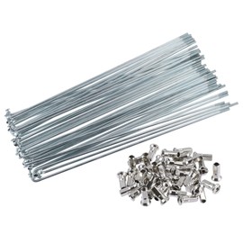 X AUTOHAUX Pack of 40 Bicycle Carbon Steel Spokes 12G 210 mm with Nipples Silver Tone