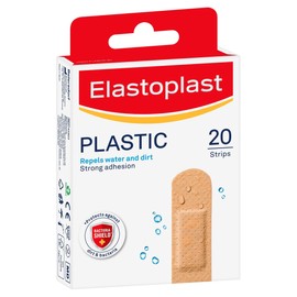 Elastoplast Plastic Plasters with Bacteria Shield, Repels Water and Dirt, Breathable with Strong Adhesion to Protect Minor Wounds 19 mm x 72 mm – 20 Strips