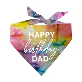 Happy Birthday Dad Dog Bandana (958 Rainbow Scrunch, One Size)