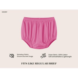 EEOST Adult Diaper Cover for Incontinence Noiseless Leak-Protection Underwear Plastic Pants Over Diapers Waterproof Rubber Pants(Pink，L)
