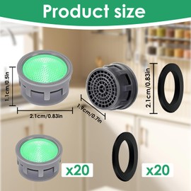 Pack of 20 Aerators for Taps, Filter Tap Aerator M22 Flow Limiter, Water Saver for Tap Strainer Set, Strainer Tap Aerator, Aerator Adapter
