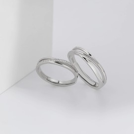 Meissa Passende Eheringe für Paare Versprechen Ringe für Frauen 925 Sterling Silber Versprechen Ring Verstellbare Ringe für Männer (Satz von 2-2,9mm-4,5mm)