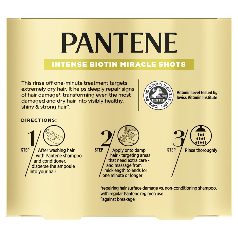Pantene Intense Miracle Hair Treatment Hydrating Shots, Biotin For Dry