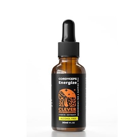 CLEVER MUSHROOMS Cordyceps Tincture – 100% Fruiting Body Extract – Dual Extraction for Maximum Potency – USA Grown – Natural Energy & Endurance Support